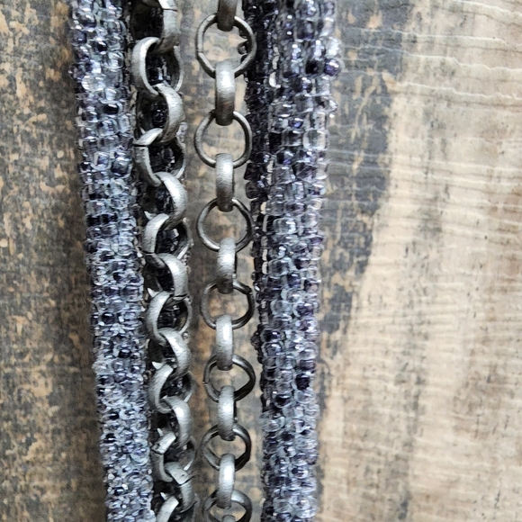 IKKS French fashion jewelry Gray glass beaded necklace chunky Gothic statement - Picture 4 of 4